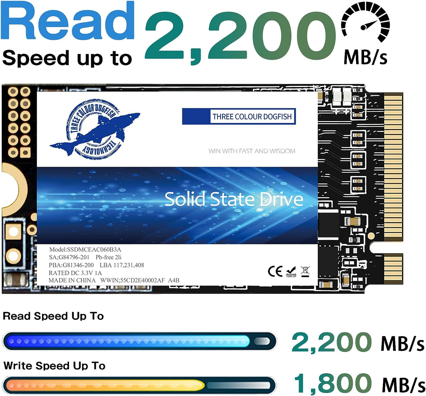 THREE COLOUR DOGFISH M.2 2242 SSD PCIe3.0