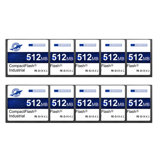 Dogfish Compact Flash Memory Card 512MB 10PACK Industrial CF Type I Card FAT16 for Industrial Equipment and Vintage Digital Cameras
