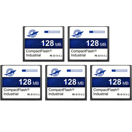 Dogfish Compact Flash Memory Card 128MB 5PACK Industrial CF Type I Card FAT16 for Industrial Equipment and Vintage Digital Cameras