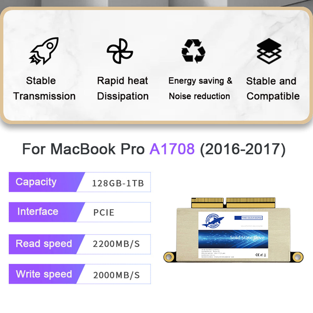 DOGFISH SSD PCIe Gen3x4 M.2 NVMe Compatible with 2016-2017 13-inch MacBook Pro Non-Touch Bar