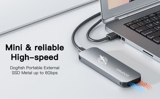 THREE COLOUR DOGFISH Portable External SSD Grey Metal USB 3.1 Type-C Ultra-Light Mini Breathable Portable