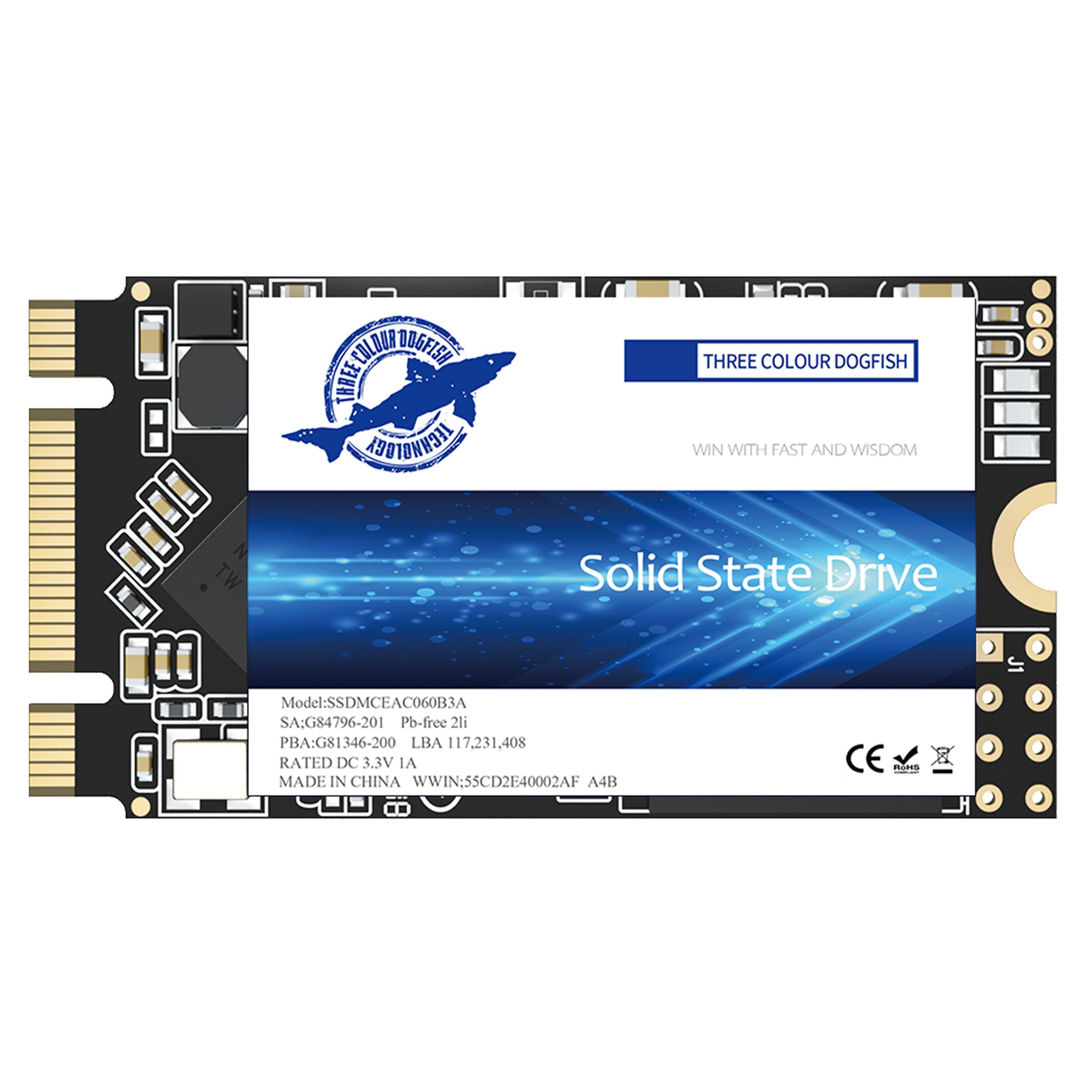 Dogfish SSD 64GB SATA3 III 2.5 Inch Internal Solid State Drive 7MM Height Deskto