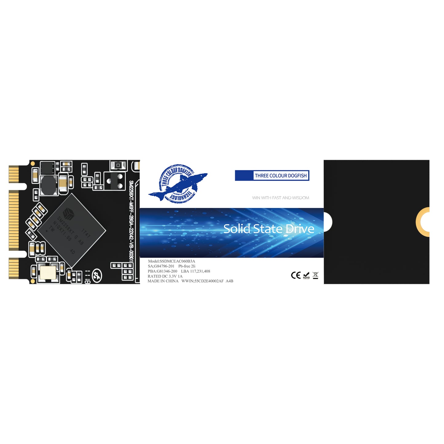THREE COLOUR DOGFISH M.2 2280 sata ngff SSD Internal Solid State Drive 60GB-4TB