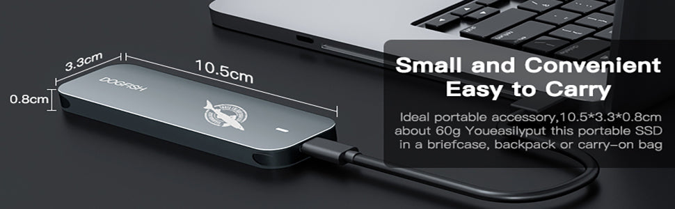 THREE COLOUR DOGFISH Portable External SSD Grey Metal USB 3.1 Type-C Ultra-Light Mini Breathable Portable