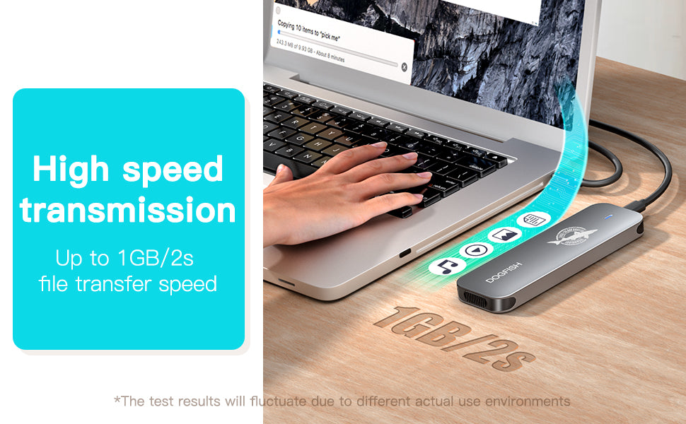 THREE COLOUR DOGFISH Portable External SSD Grey Metal USB 3.1 Type-C Ultra-Light Mini Breathable Portable