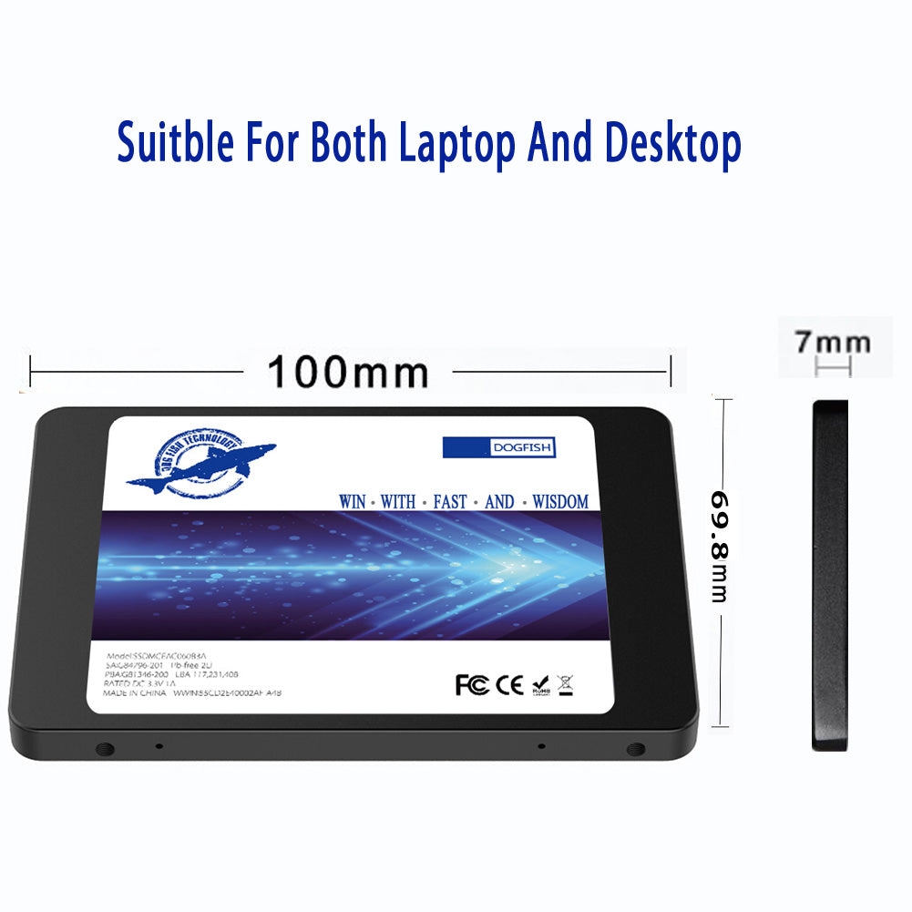 THREE COLOUR DOGFISH SSD SATA 2.5" 32GB - 2TB Internal Solid State Drive for Desktop Laptop SATA-III 6Gb/s