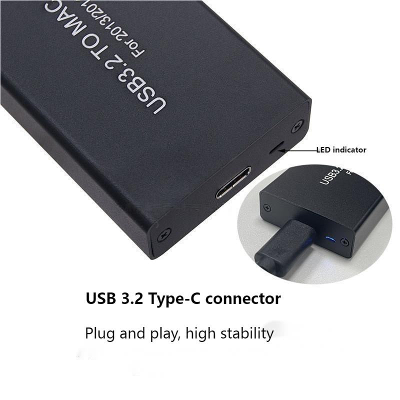 Dogfish USB3.2 to MAC SSD Enclosure, Type-C to 12+16 PIN Apple Flash AHCI SSD Adapter,for 2013-2017 MacBook Pro Retina /MacBook Air/Mac Mini/Mac Pro