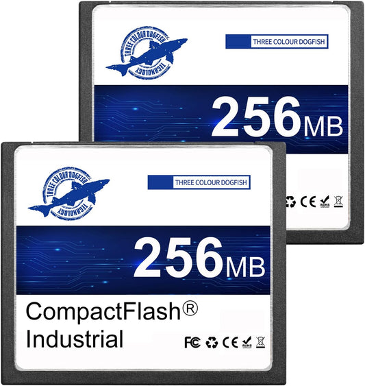 Dogfish Compact Flash Memory Card 256MB 2PACK Industrial CF Type I Card FAT16 for Industrial Equipment and Vintage Digital Cameras