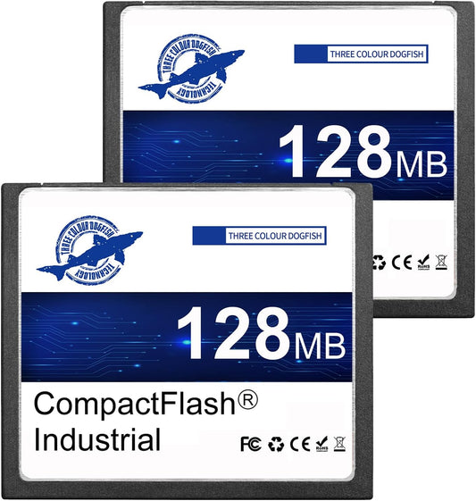 Dogfish Compact Flash Memory Card 128MB 2PACK Industrial CF Type I Card FAT16 for Industrial Equipment and Vintage Digital Cameras