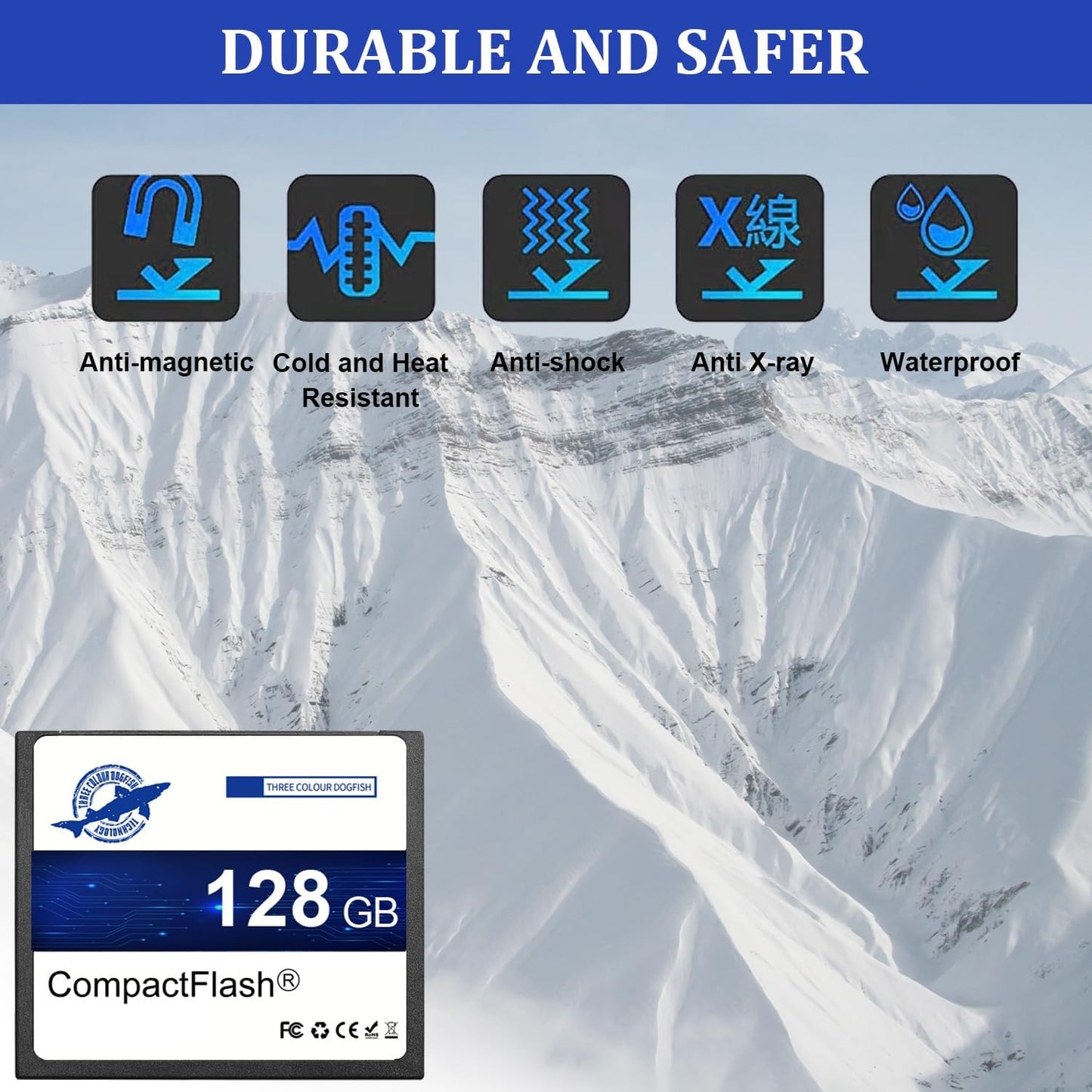 Dogfish Compact Flash Memory Card 128GB 800X CF Cards FAT32 for Vintage Digital Camera