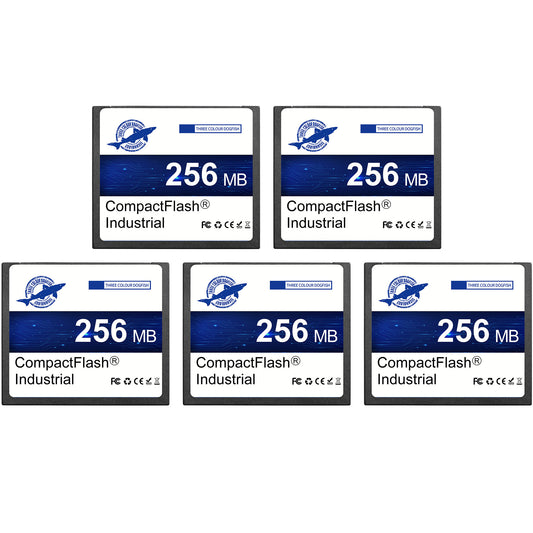 Dogfish Compact Flash Memory Card 256MB 5PACK Industrial CF Type I Card FAT16 for Industrial Equipment and Vintage Digital Cameras