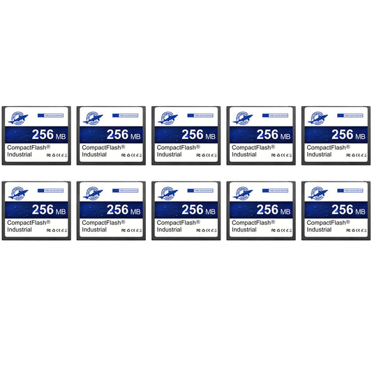 Dogfish Compact Flash Memory Card 256MB 10PACK Industrial CF Type I Card FAT16 for Industrial Equipment and Vintage Digital Cameras