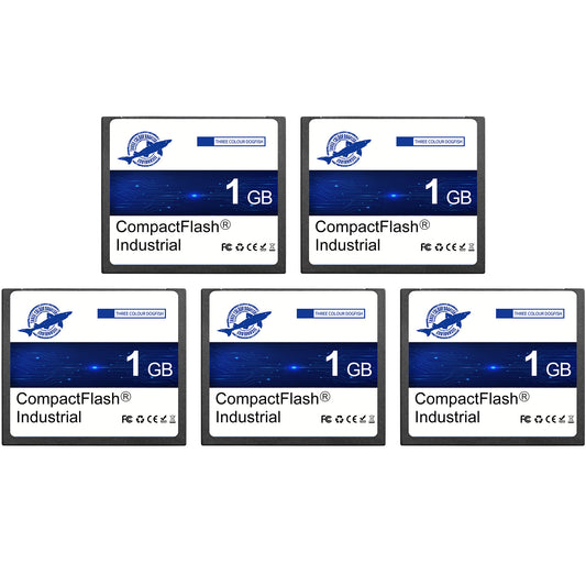 Dogfish Compact Flash Memory Card 1GB 5PACK Industrial CF Type I Card FAT16 for Industrial Equipment and Vintage Digital Cameras