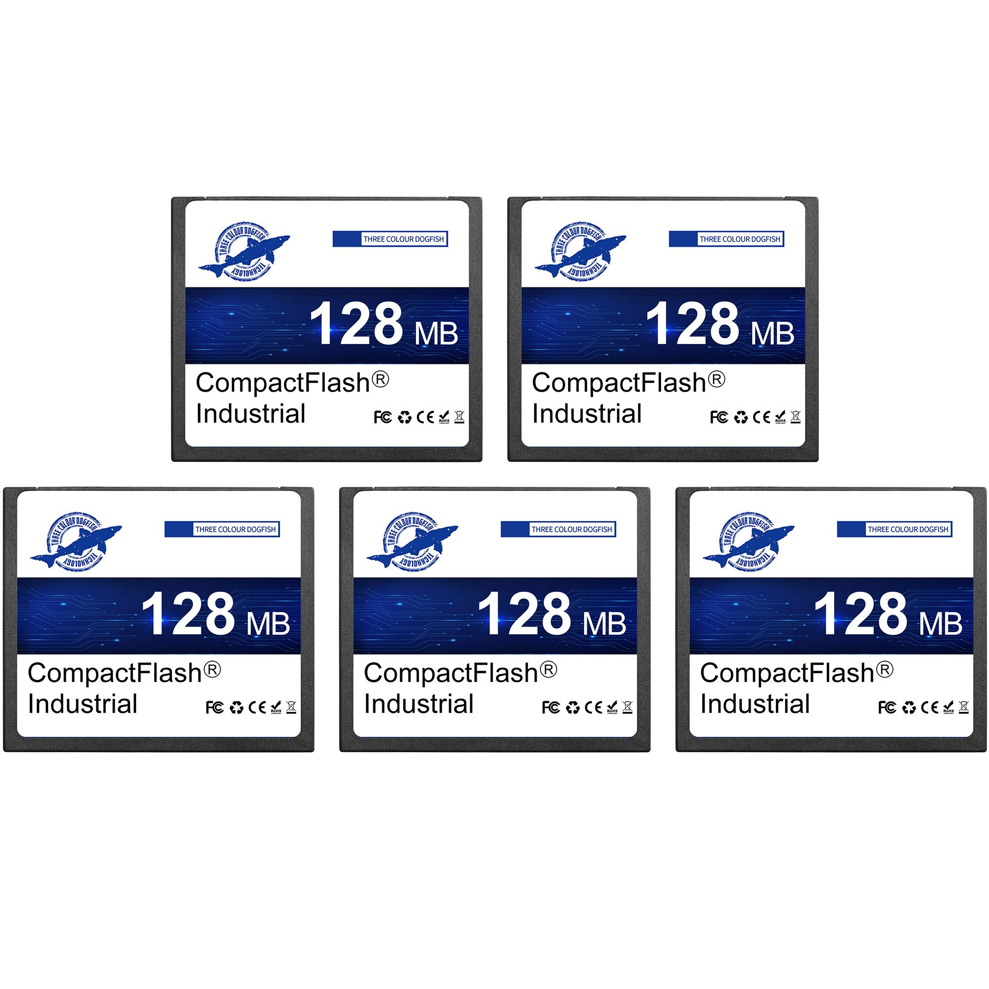 Dogfish Compact Flash Memory Card 128MB 5PACK Industrial CF Type I Car ...
