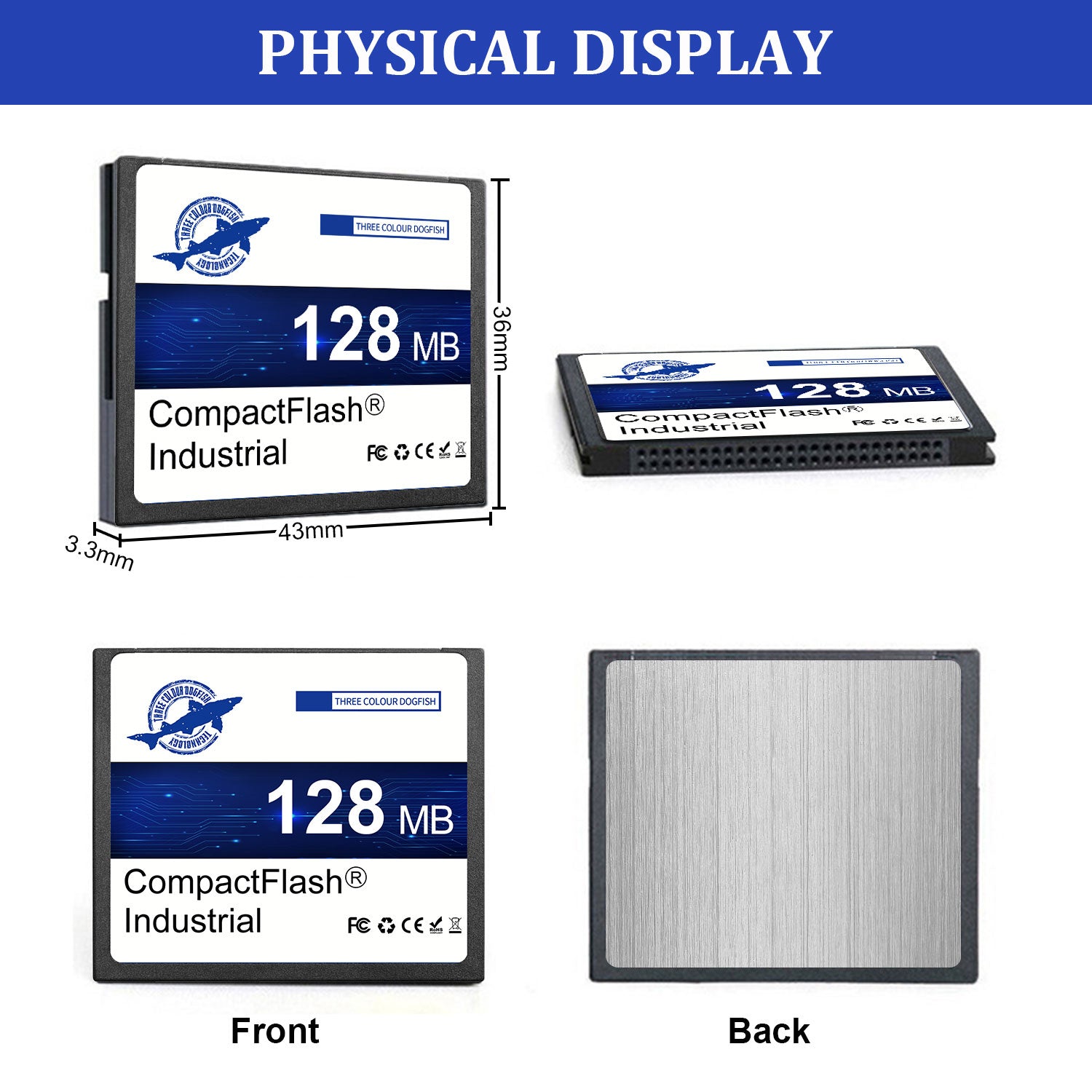 5 Schede Compact Flash 128MB Dogfish – CF Tipo I FAT16 Per Fotocamere Vintage E Apparecchiature Industriali