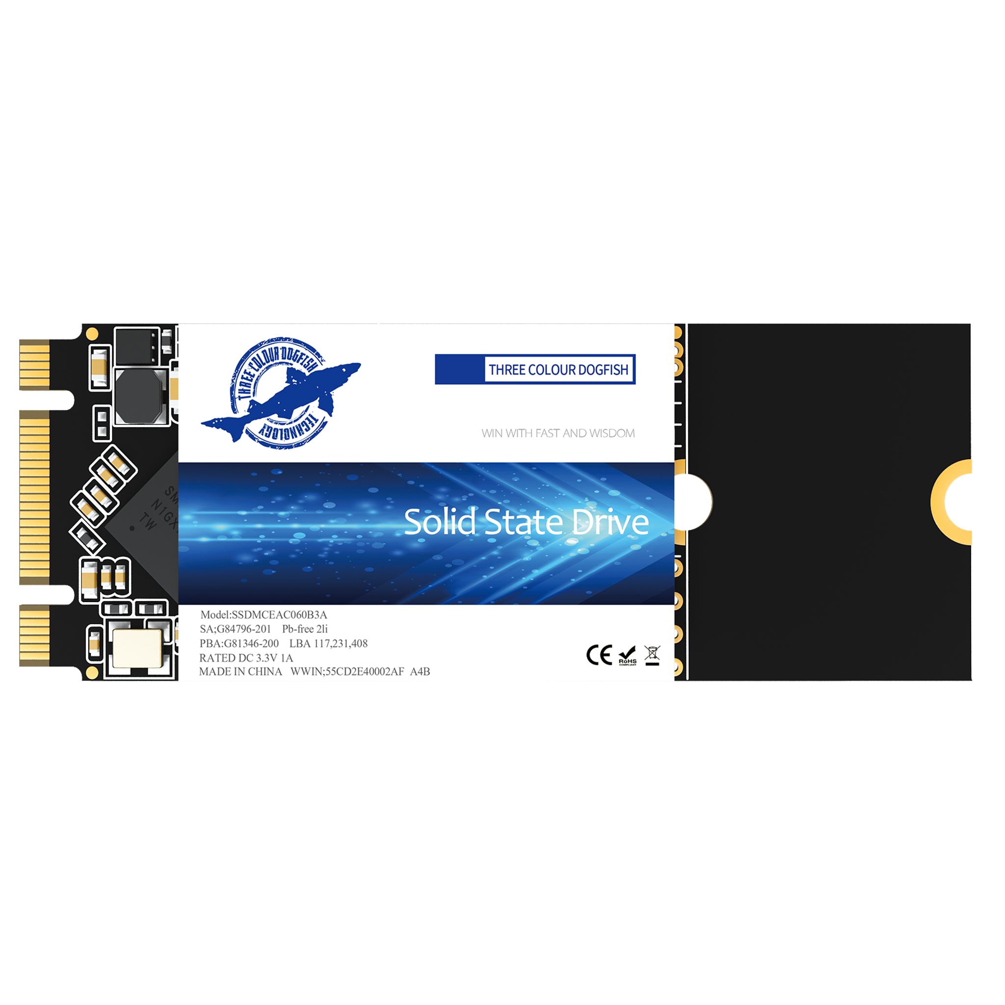 THREE COLOUR DOGFISH M.2 2260 SSD Sata NGFF Internal Solid State