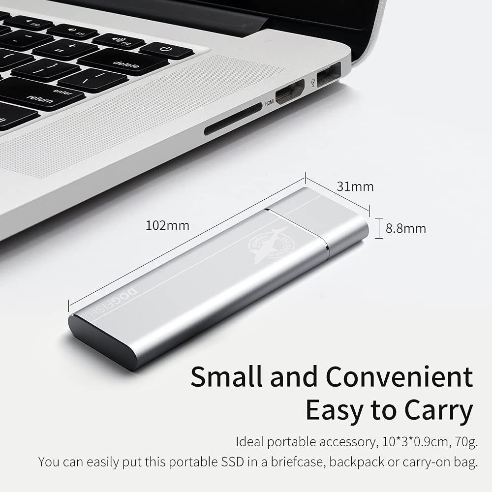 DOGFISH Portable External SSD Enclosure Aluminum USB 3.1 Type C